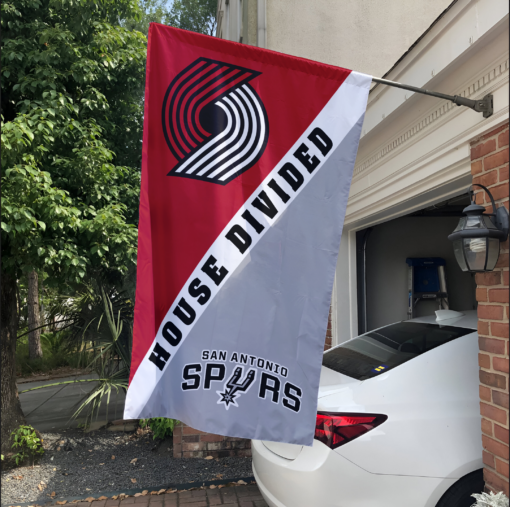 Trail Blazers vs Spurs House Divided Flag, NBA House Divided Flag