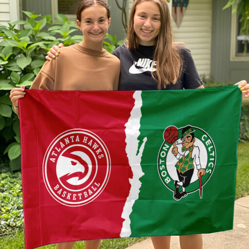 Hawks vs Celtics House Divided Flag, NBA House Divided Flag