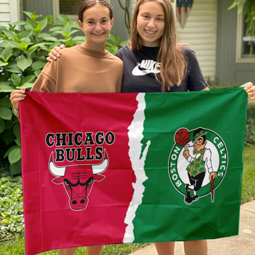 Bulls vs Celtics House Divided Flag, NBA House Divided Flag