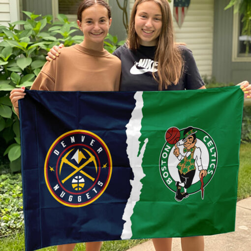 Nuggets vs Celtics House Divided Flag, NBA House Divided Flag