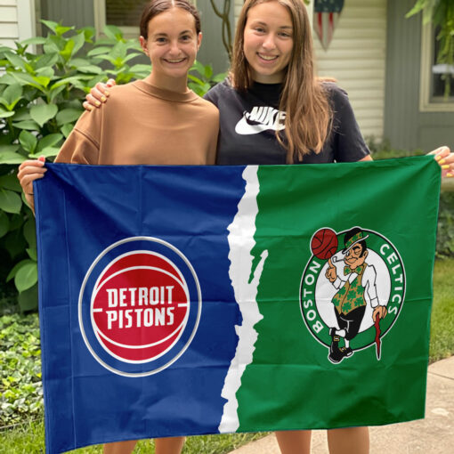 Pistons vs Celtics House Divided Flag, NBA House Divided Flag