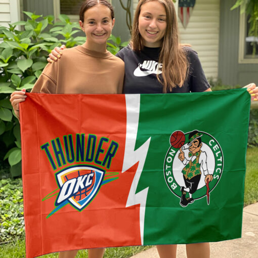 Thunder vs Celtics House Divided Flag, NBA House Divided Flag