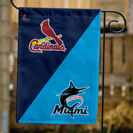 Cardinals vs Marlins House Divided Flag, MLB House Divided Flag
