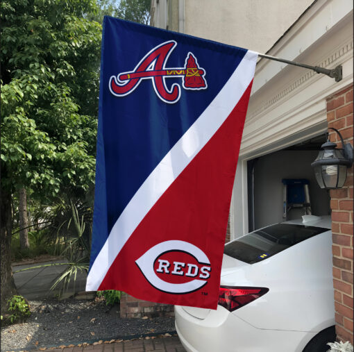 Braves vs Reds House Divided Flag, MLB House Divided Flag