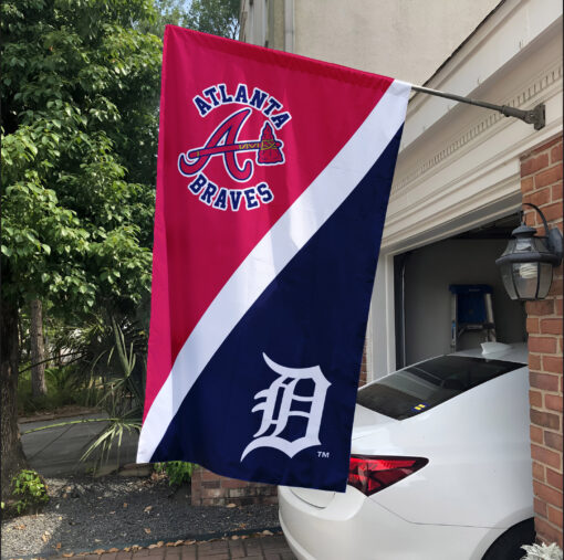 Braves vs Tigers House Divided Flag, MLB House Divided Flag