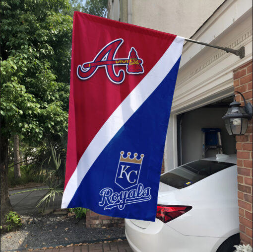 Braves vs Royals House Divided Flag, MLB House Divided Flag