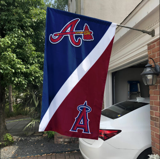 Braves vs Angels House Divided Flag, MLB House Divided Flag