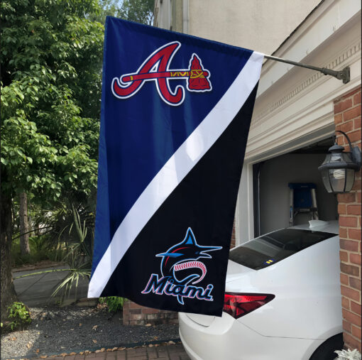 Braves vs Marlins House Divided Flag, MLB House Divided Flag