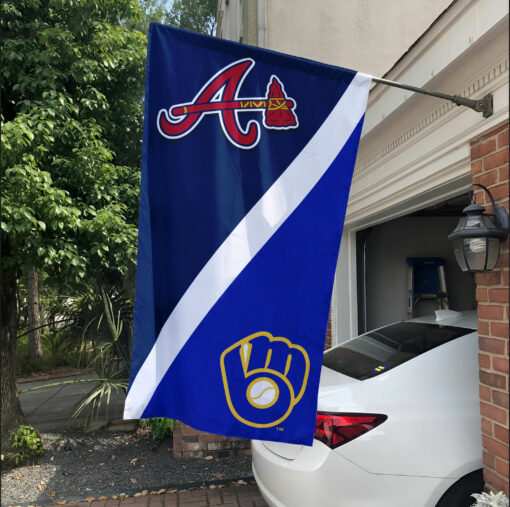 Braves vs Brewers House Divided Flag, MLB House Divided Flag