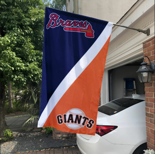 Braves vs Giants House Divided Flag, MLB House Divided Flag