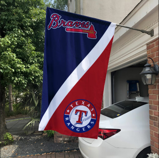 Braves vs Rangers House Divided Flag, MLB House Divided Flag