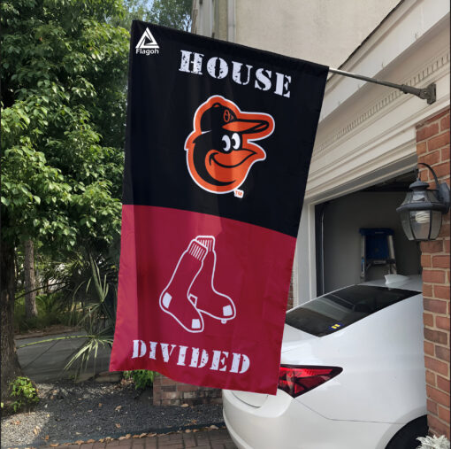 Orioles vs Red Sox House Divided Flag, MLB House Divided Flag