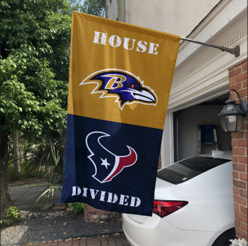 Ravens vs Texans House Divided Flag, NFL House Divided Flag