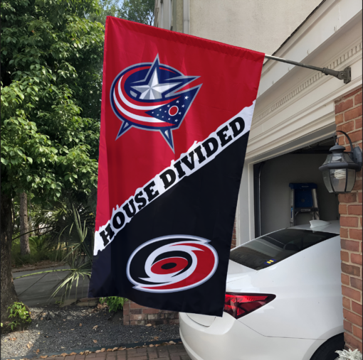 Blue Jackets vs Hurricanes House Divided Flag, NHL House Divided Flag