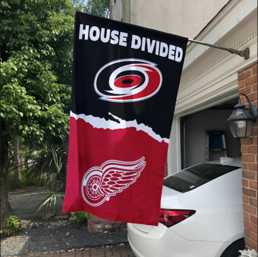 Hurricanes vs Red Wings House Divided Flag, NHL House Divided Flag