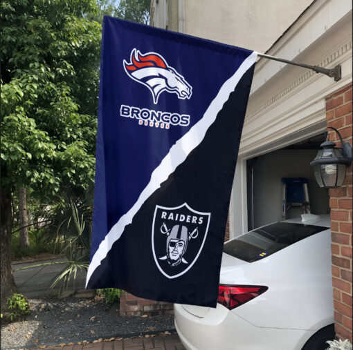 Broncos vs Raiders House Divided Flag, NFL House Divided Flag