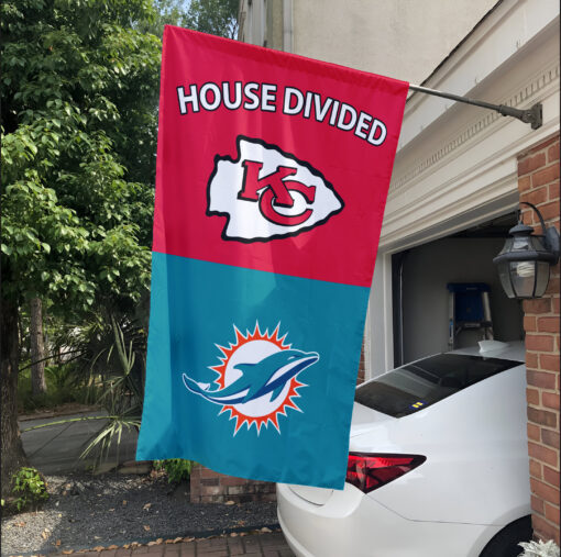 Chiefs vs Dolphins House Divided Flag, NFL House Divided Flag