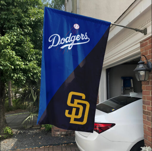 Dodgers vs Padres House Divided Flag, MLB House Divided Flag