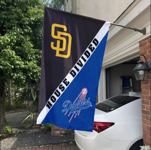 Padres vs Dodgers House Divided Flag, MLB House Divided Flag