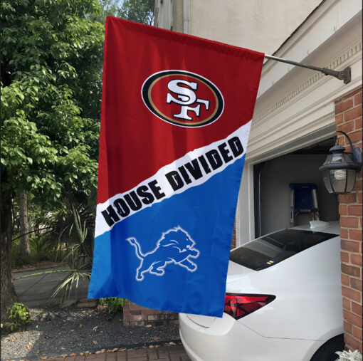 49ers vs Lions House Divided Flag, NFL House Divided Flag