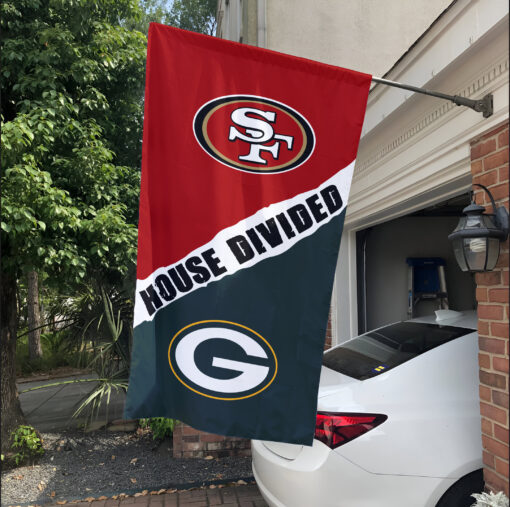 49ers vs Packers House Divided Flag, NFL House Divided Flag