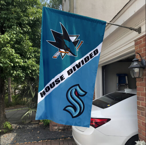 Sharks vs Kraken House Divided Flag, NHL House Divided Flag