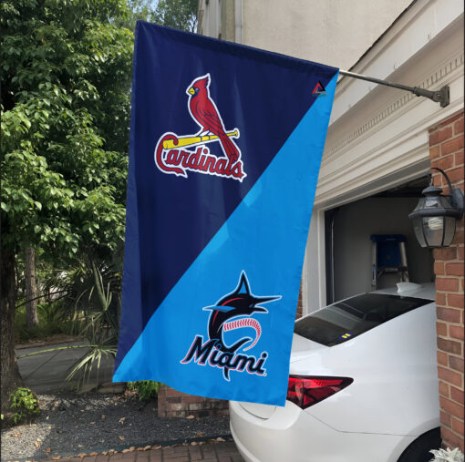 Cardinals vs Marlins House Divided Flag, MLB House Divided Flag