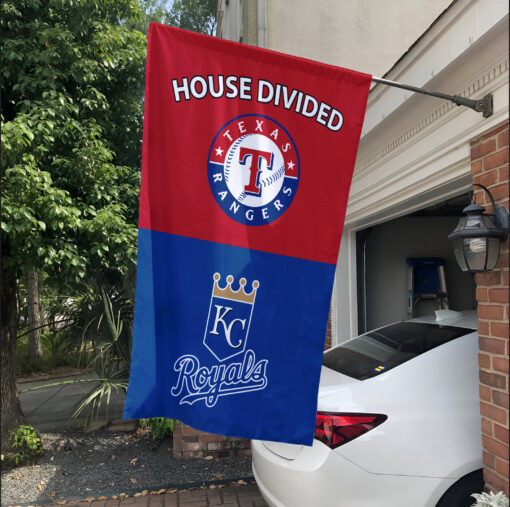 Rangers vs Royals House Divided Flag, MLB House Divided Flag