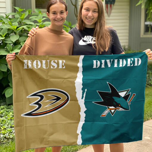 Ducks vs Sharks House Divided Flag, NHL House Divided Flag