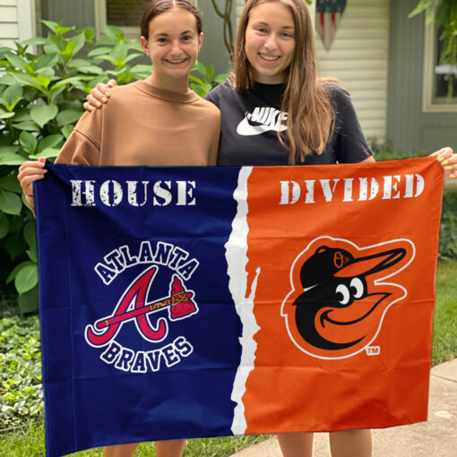 Braves vs Orioles House Divided Flag, MLB House Divided Flag