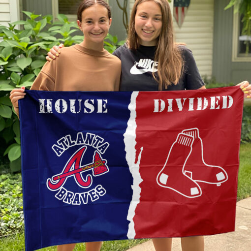Braves vs Red Sox House Divided Flag, MLB House Divided Flag