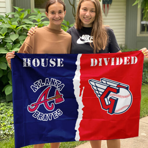 Braves vs Guardians House Divided Flag, MLB House Divided Flag