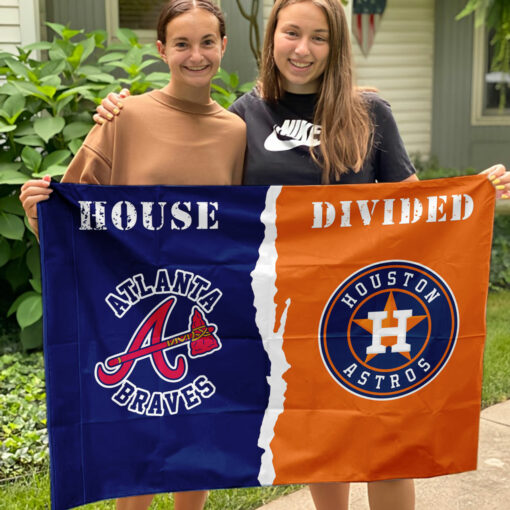 Braves vs Astros House Divided Flag, MLB House Divided Flag