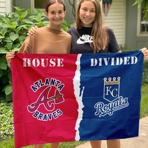 Braves vs Royals House Divided Flag, MLB House Divided Flag