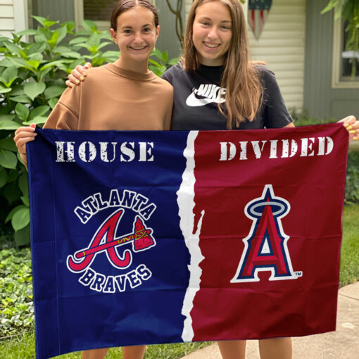 Braves vs Angels House Divided Flag, MLB House Divided Flag