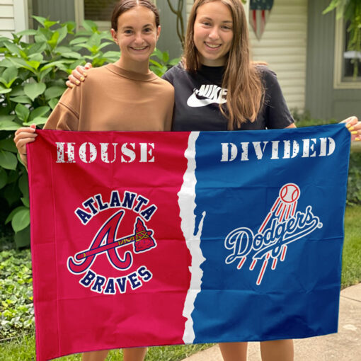 Braves vs Dodgers House Divided Flag, MLB House Divided Flag