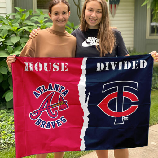 Braves vs Twins House Divided Flag, MLB House Divided Flag