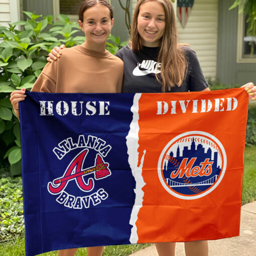 Braves vs Mets House Divided Flag, MLB House Divided Flag