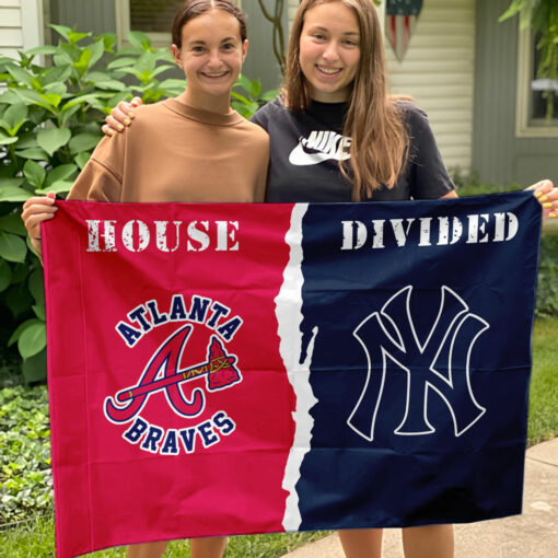 Braves vs Yankees House Divided Flag, MLB House Divided Flag