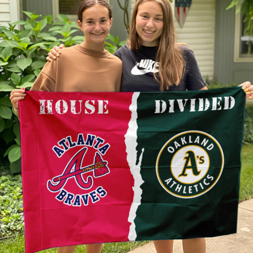 Braves vs Athletics House Divided Flag, MLB House Divided Flag