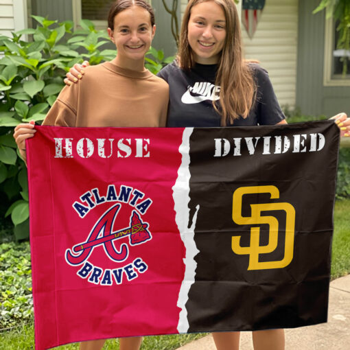 Braves vs Padres House Divided Flag, MLB House Divided Flag