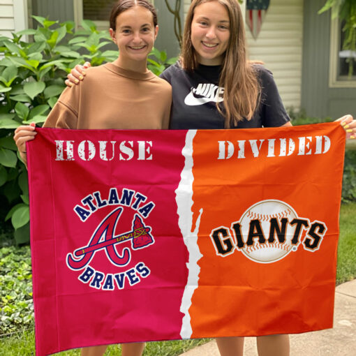 Braves vs Giants House Divided Flag, MLB House Divided Flag
