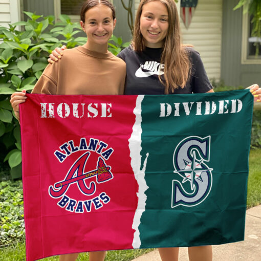 Braves vs Mariners House Divided Flag, MLB House Divided Flag