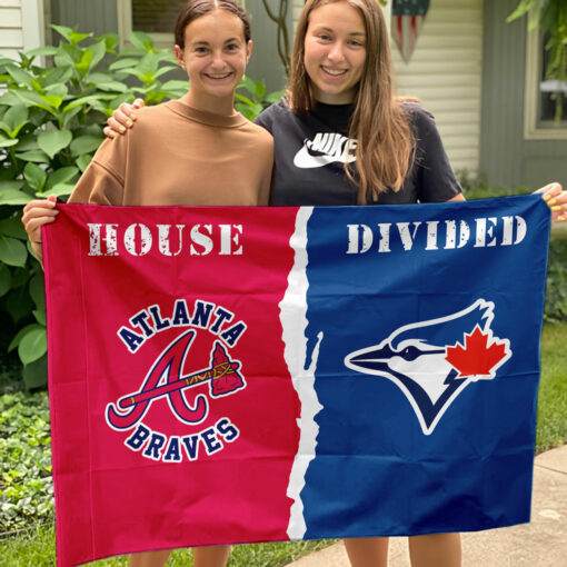 Braves vs Blue Jays House Divided Flag, MLB House Divided Flag