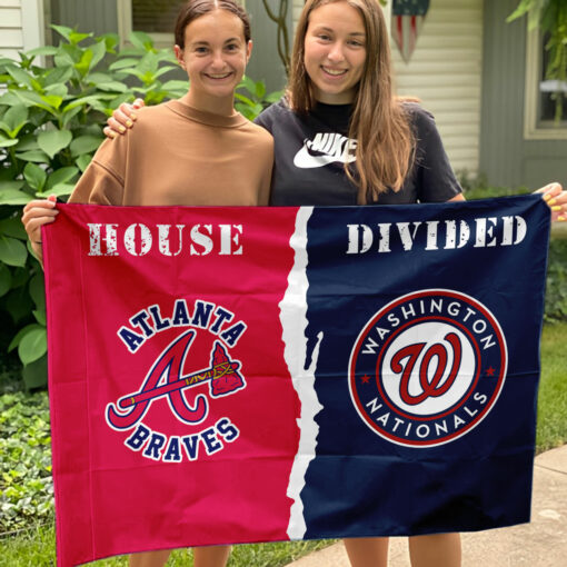 Braves vs Nationals House Divided Flag, MLB House Divided Flag