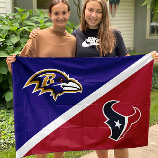 Ravens vs Texans House Divided Flag, NFL House Divided Flag