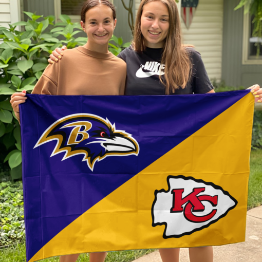 Ravens vs Chiefs House Divided Flag, NFL House Divided Flag