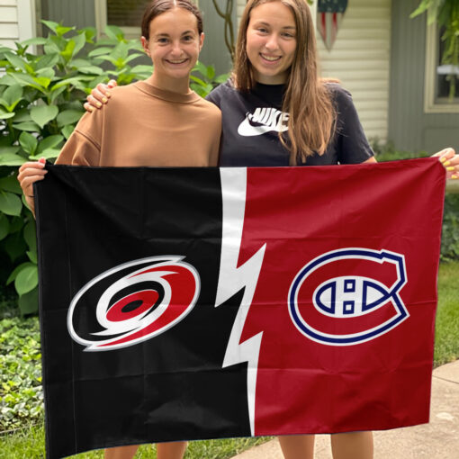 Hurricanes vs Canadiens House Divided Flag, NHL House Divided Flag