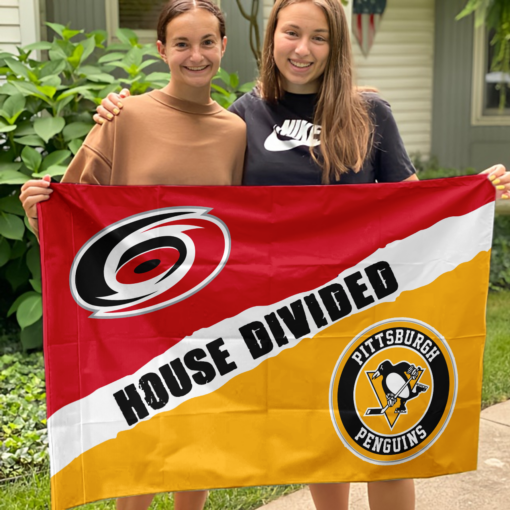 Hurricanes vs Penguins House Divided Flag, NHL House Divided Flag