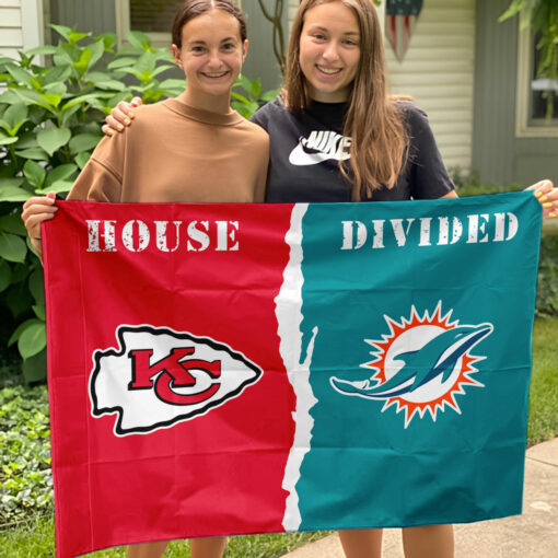 Chiefs vs Dolphins House Divided Flag, NFL House Divided Flag